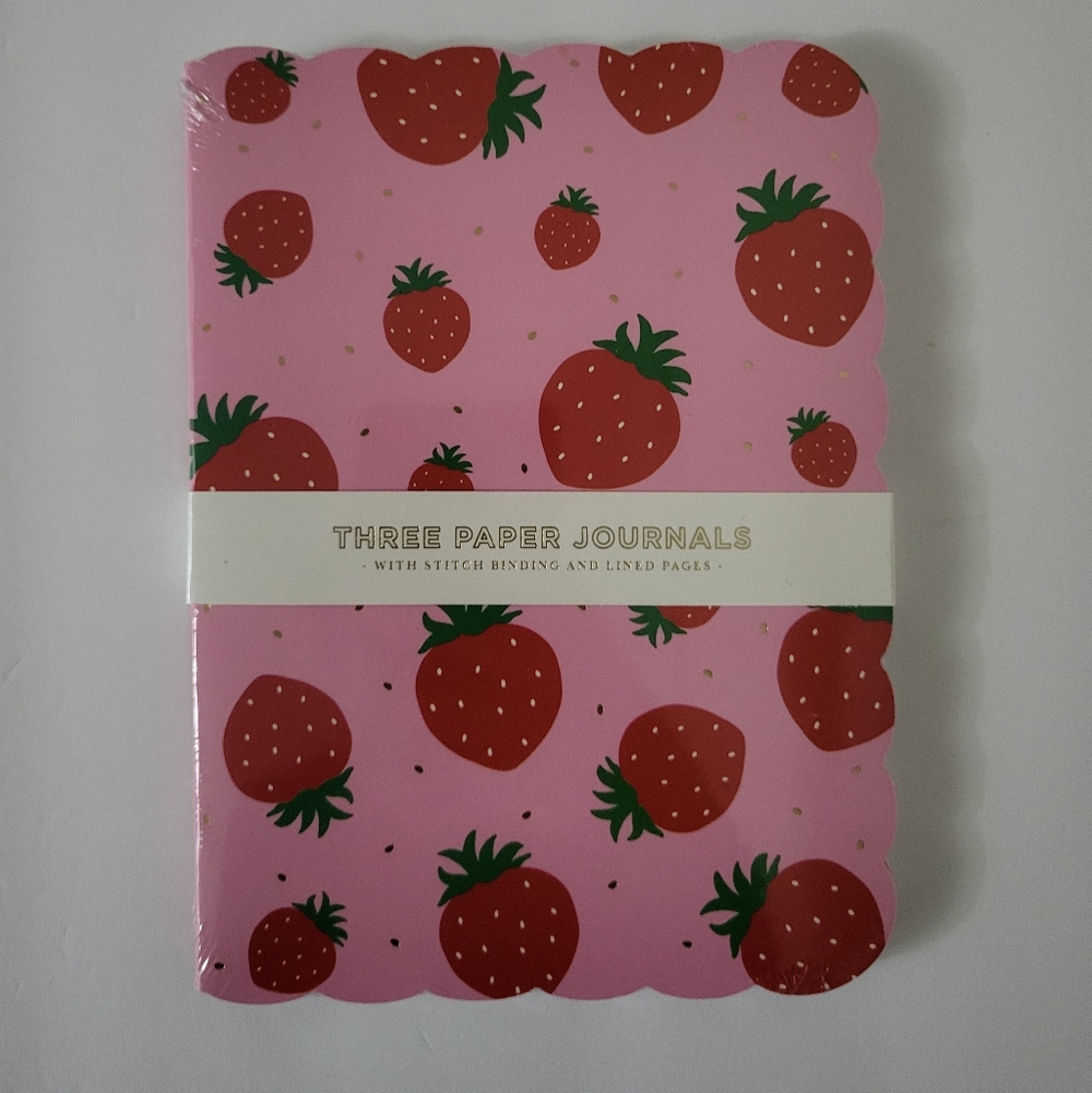 Elum Design Pink Strawberry And Dots Journals Set Of 3